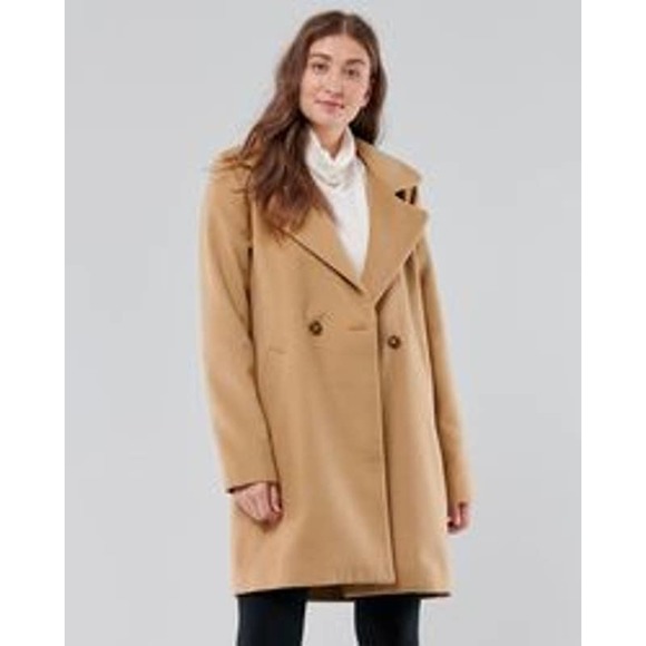 Hollister Jackets & Blazers - HOLLISTER Relaxed Textured Coat Brown XL Womens NWT Tan Pea Viscose Winter
